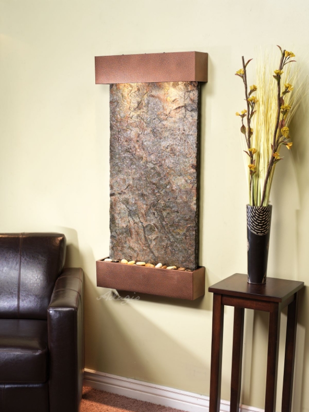 Whispering Creek - Copper Vein Green Natural Slate Wall Water Fountain