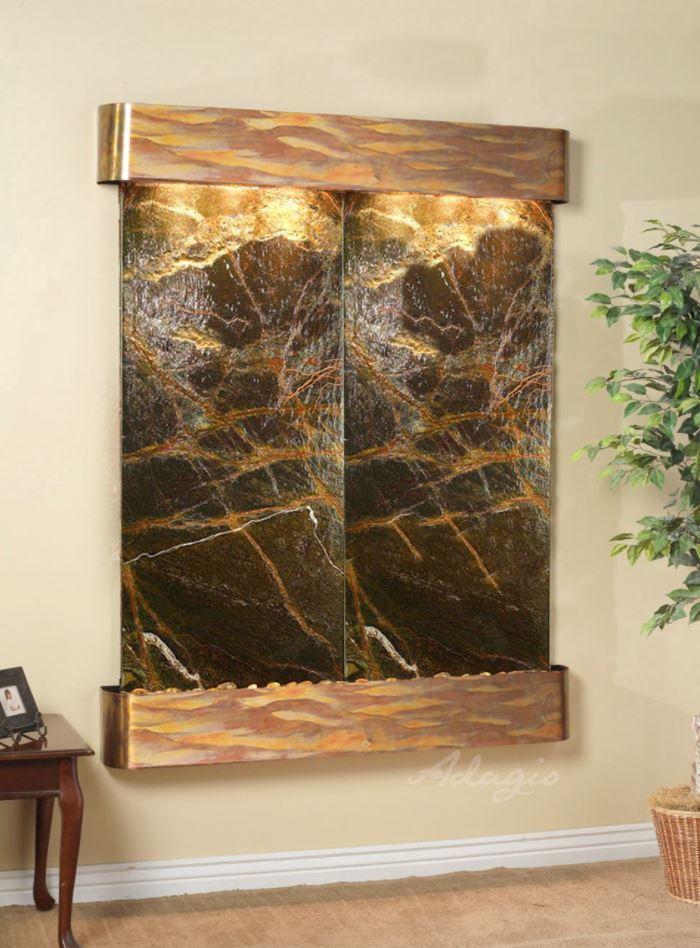 Majestic River - Round Rustic Copper Green Marble
