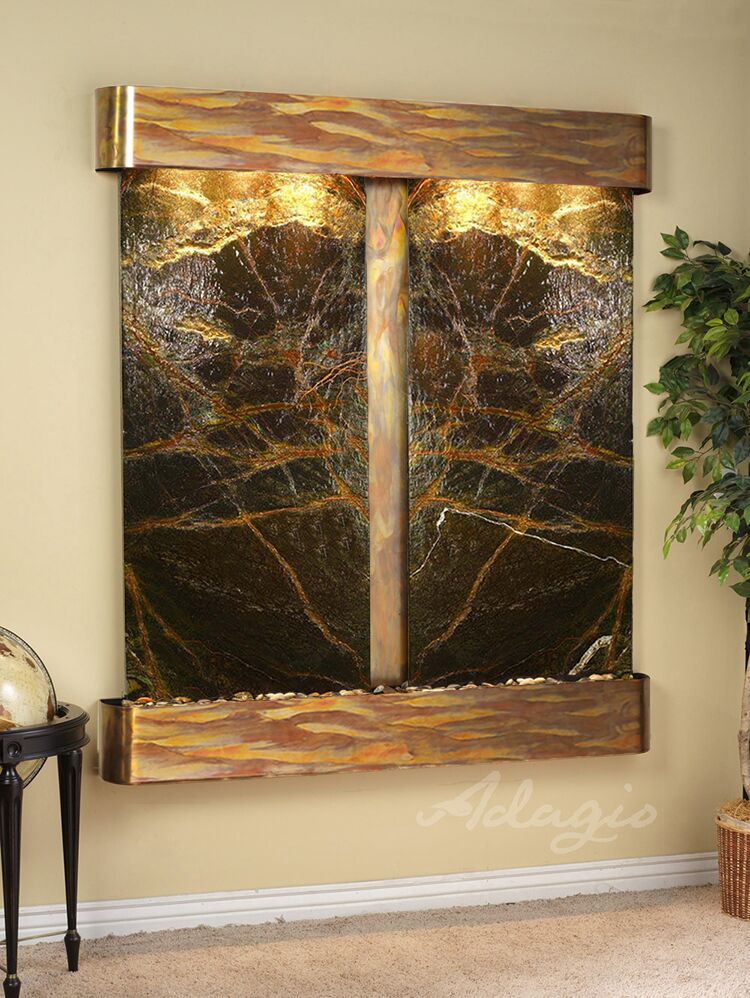 Cottonwood Falls Round Rustic Copper Green Marble