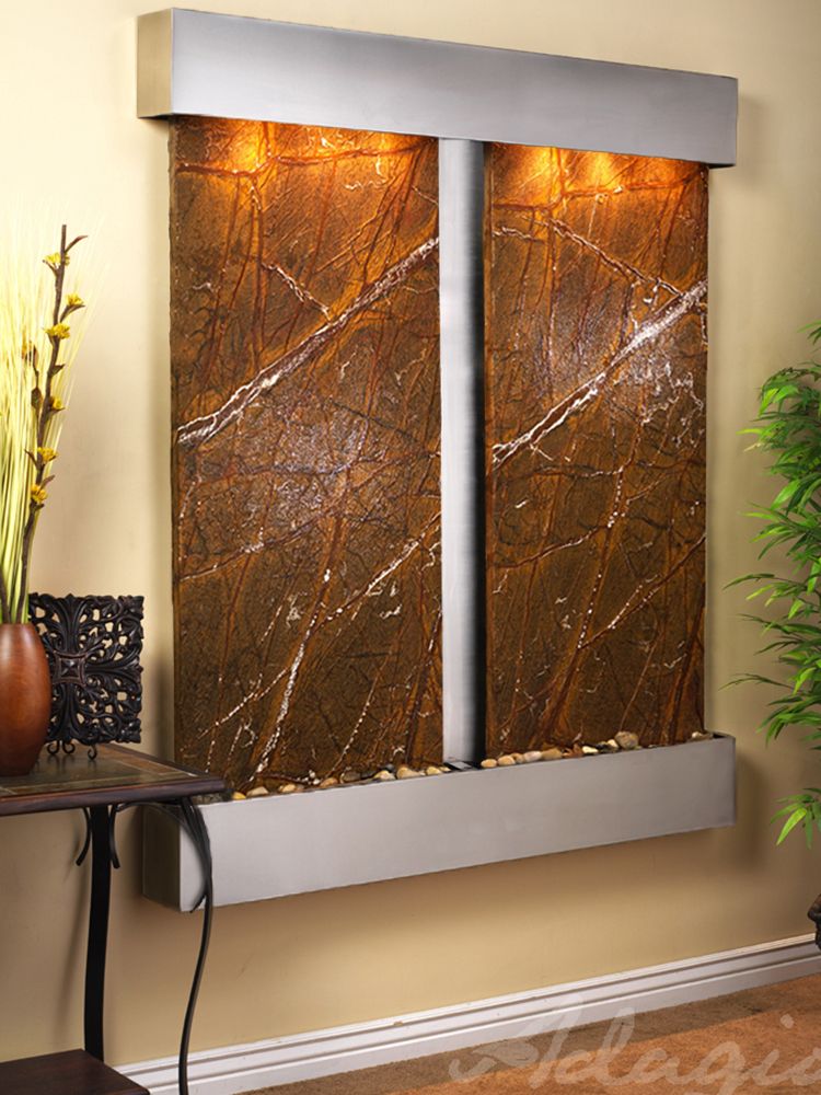 Cottonwood Falls Square Stainless Steel Brown Marble