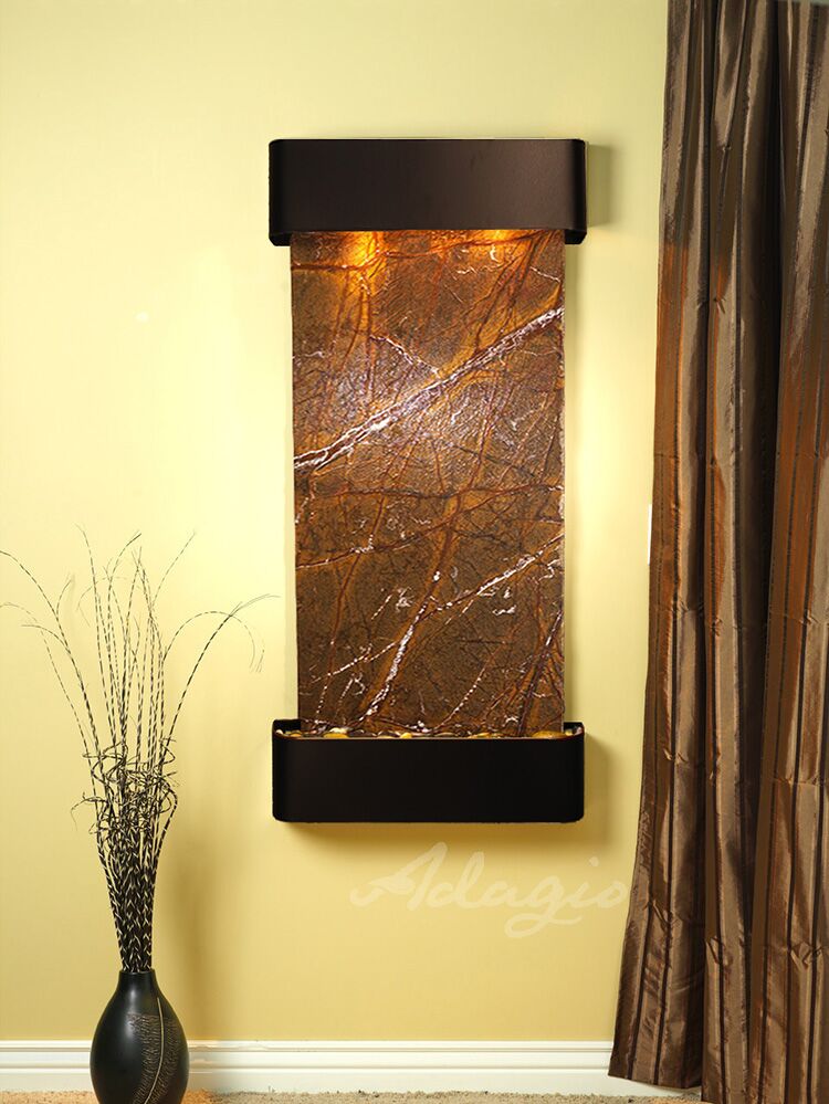 Cascade Springs Round Blackened Copper Brown Marble