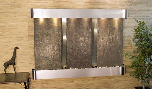 Multi-Color Natural Slate, Stainless Steel Trim, Round Edges